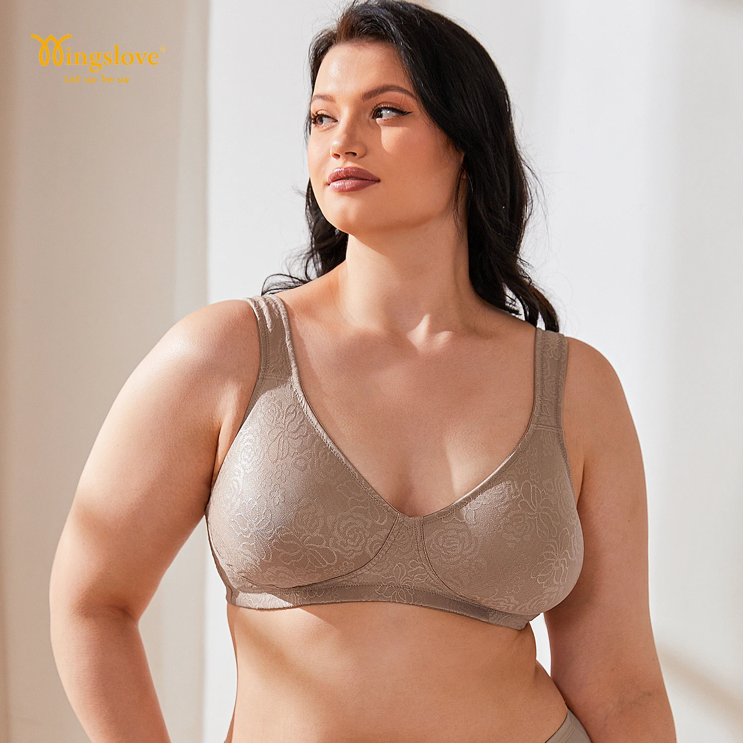 Wingslove Women's Seamless Minimizer Bra Full Coverage Wireless Non-Padding Brallet Underwear Plus Size Lingerie