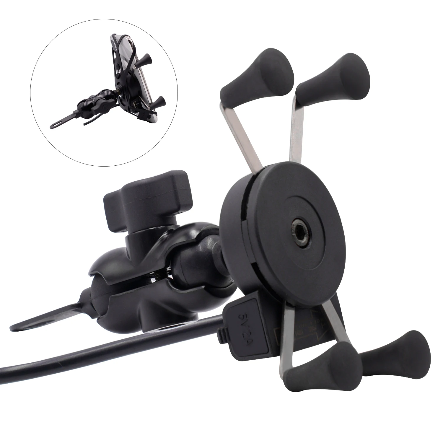 

Motorcycle Handlebar Aluminum Anti Vibration Waterproof Phone Cell Usb Mirrors Support GPS Navigation Brackets Charger For Bike