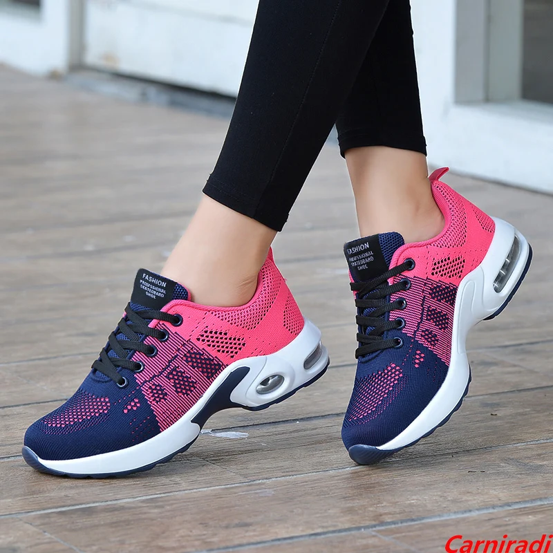 

High Quality Athletics Sports Running Shoes Women Flying Weave Cushioning Casual Sneakers Ladies Non-slip Baskets Jogging Shoes