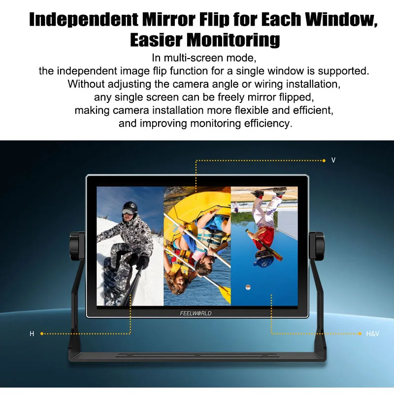 Фото Многодисплейный монитор FEELWORLD M101S 10.1 дюйма, 1200 нит, 1920x1200 IPS, 3G-SDI, HDMI 2.0, LUT, HDR, 1920x1200 пикселей №4