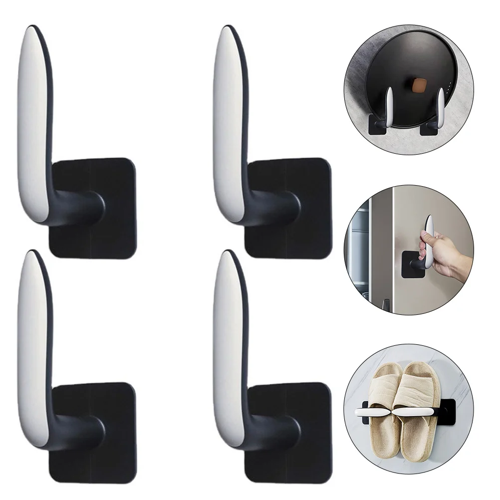 

4 Pcs Clothes Hooks Punch Free Hat Hooks Wall Hanging Hooks L-shape Key Hooks