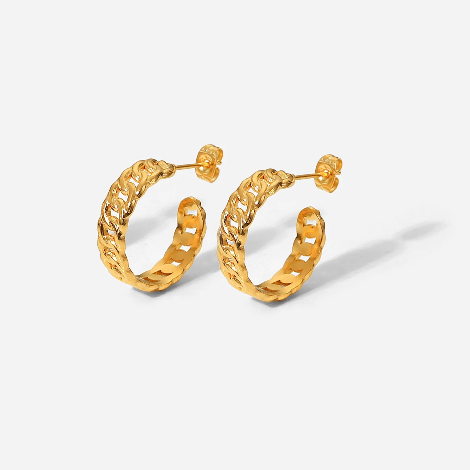 

Stainless Steel Hoop Earrings for Women, Cuban Chain Link Earring,Minimalist Jewelry
