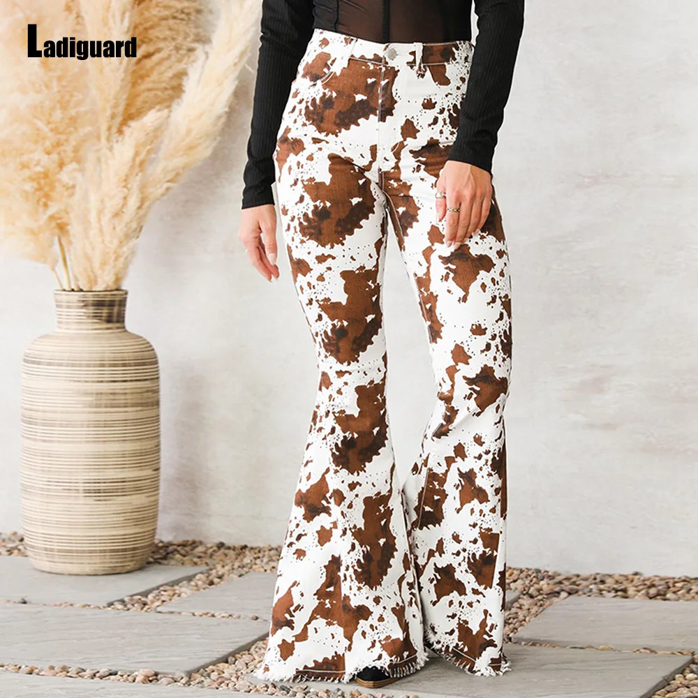 Ladiguard 2023 Sexy Flare Jeans Pants Women's Hole Ripped Denim Trouser Boyfriend Boot Cut Pantalon Female Skinny Jean Pant