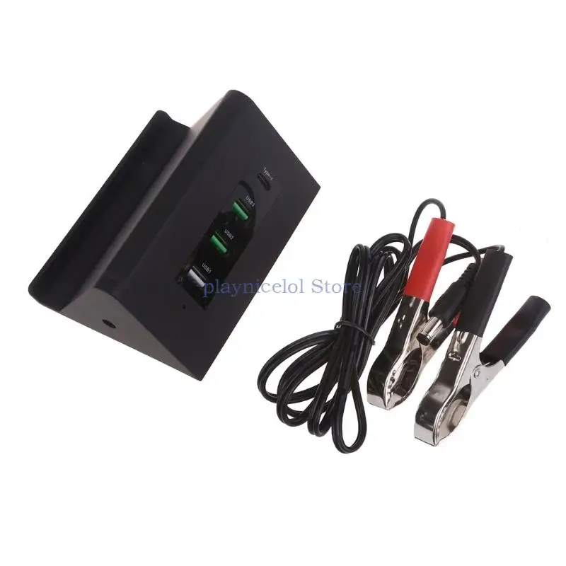 

Convenient Converter with Battery Clip 12V 24V to 4 Port 5V USB Power Adapter E8BA