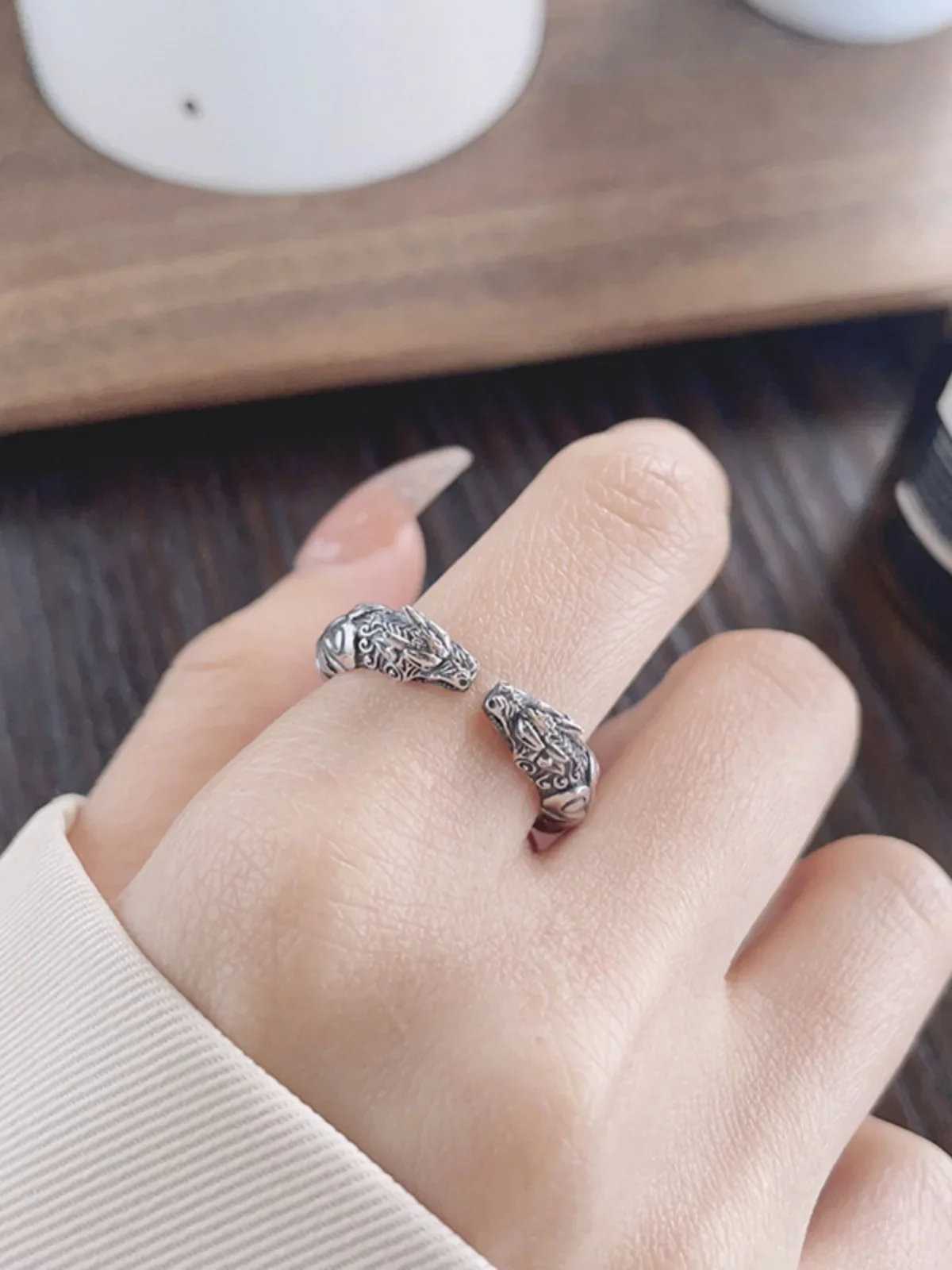 QN Новое ретро кольцо с двойной головой дракона для мужчин и женщин модные