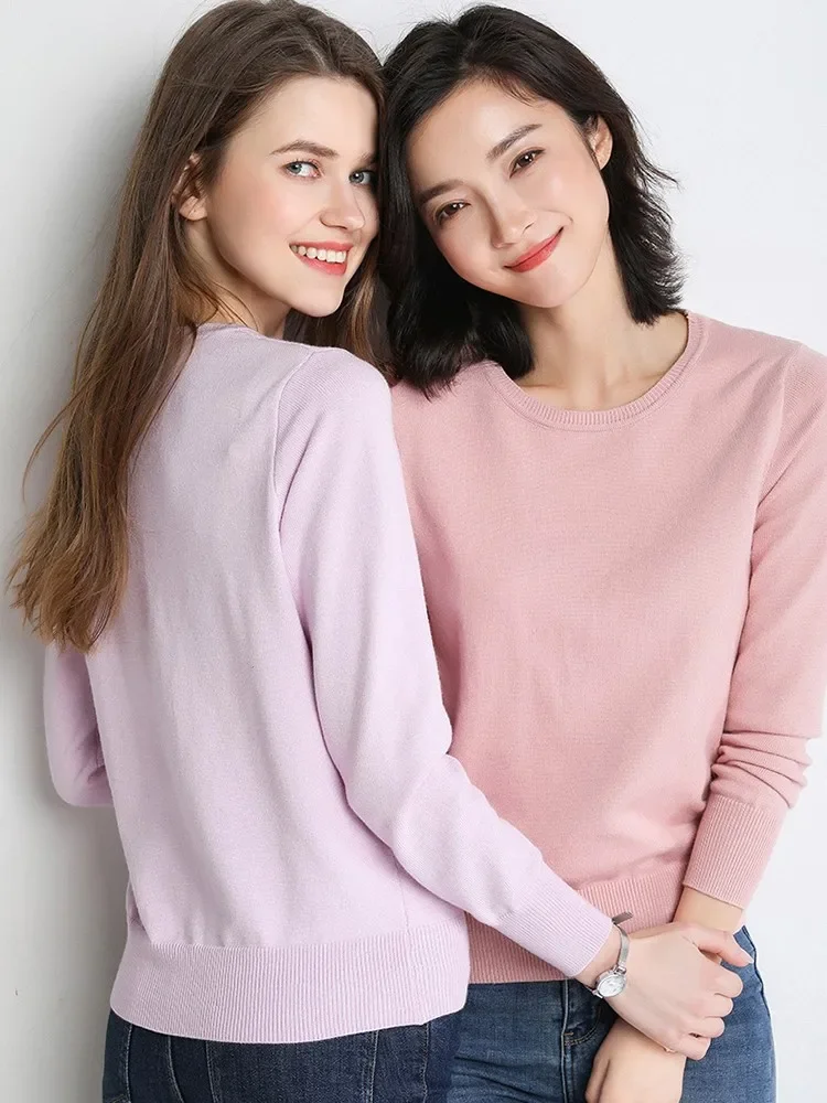 ZJAISS 2024 элегантный базовый осенне-зимний свитер женский пуловер с круглым вырезом