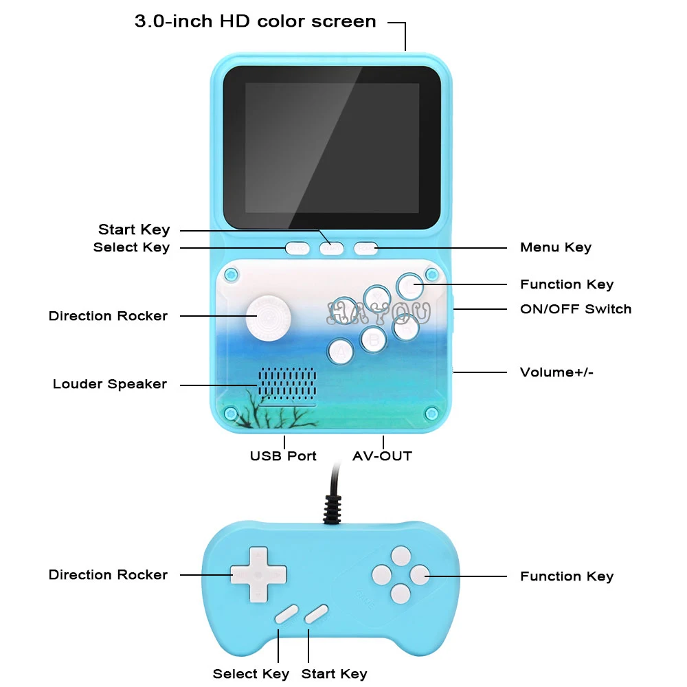 Консоль игровая портативная 3 дюйма HD 500 игр |