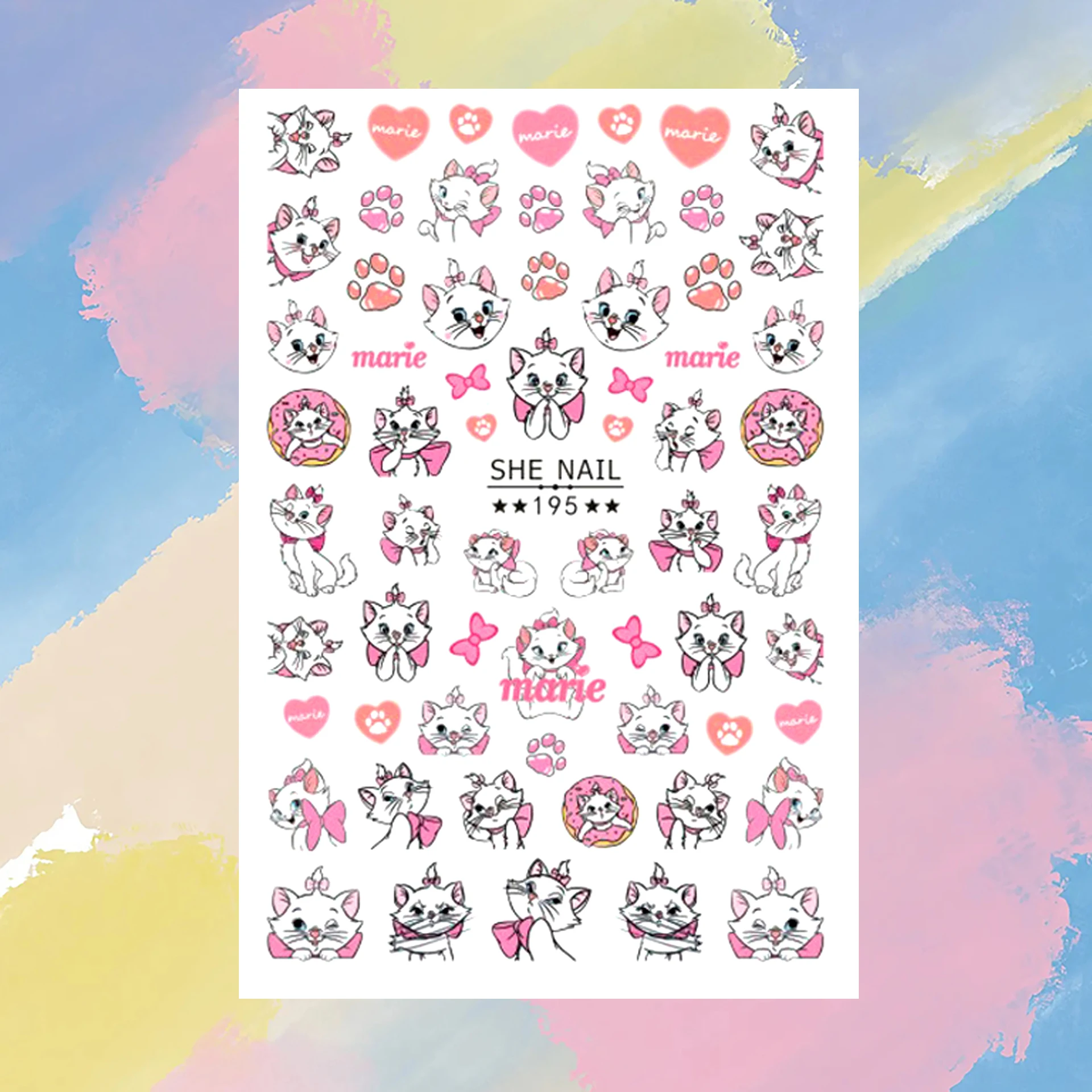 

Disney Nail Slider 3D Nail Stickers Mary the Cat Stitch Puff Girls Nail Art Jewelry Nail Art Decorations Nail Art Decals