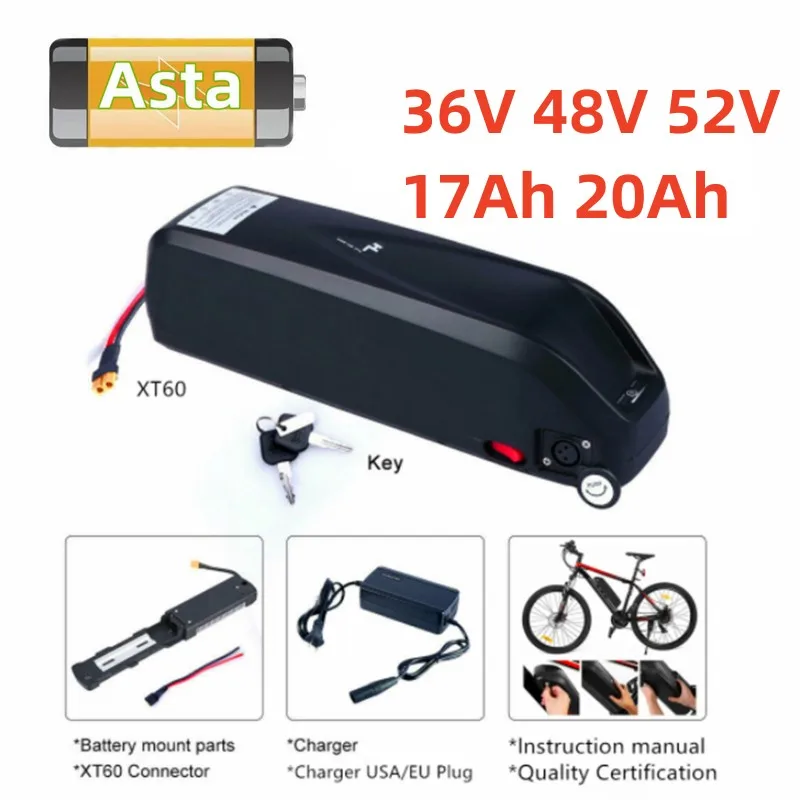 

EBike Battery 36V 48V 17Ah 20Ah 52V 20Ah with Genuine 18650 Cell for Bafang Voilamart CSC 1500W 1000W 750W 500W Motor + Charger