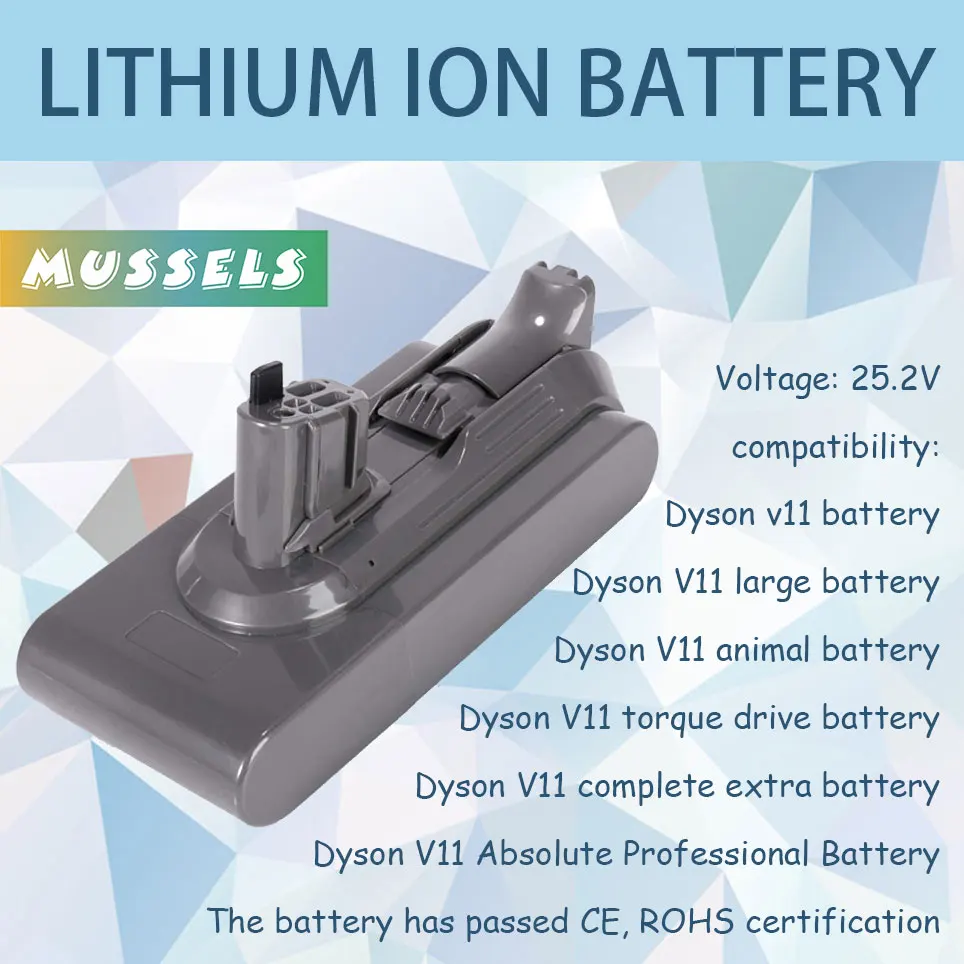 

Литий-ионный аккумулятор 25,2 в подходит только для Dyson V11 Torque Drive, V11 Animal, V11 Complete Extra, V11 Absolute Pro