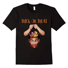 Trick or Treat Scary Halloween Human Head T-Shirt. Summer Cotton Short Sleeve O-Neck Mens T Shirt Ne