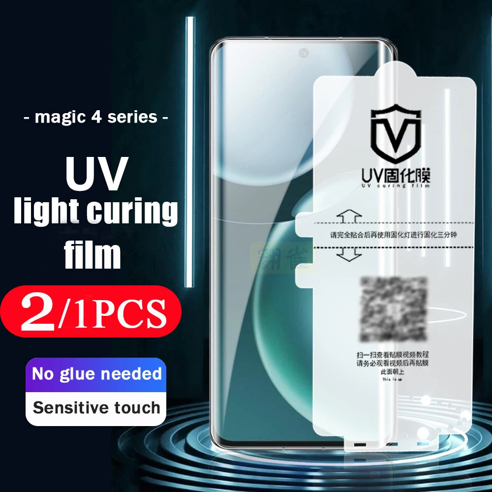 

2/1Pcs 9D phone screen protector For Honor X40 magic 5 Ultimate 4 3 pro plus V40 lite UV light curing film Not Glass full cover