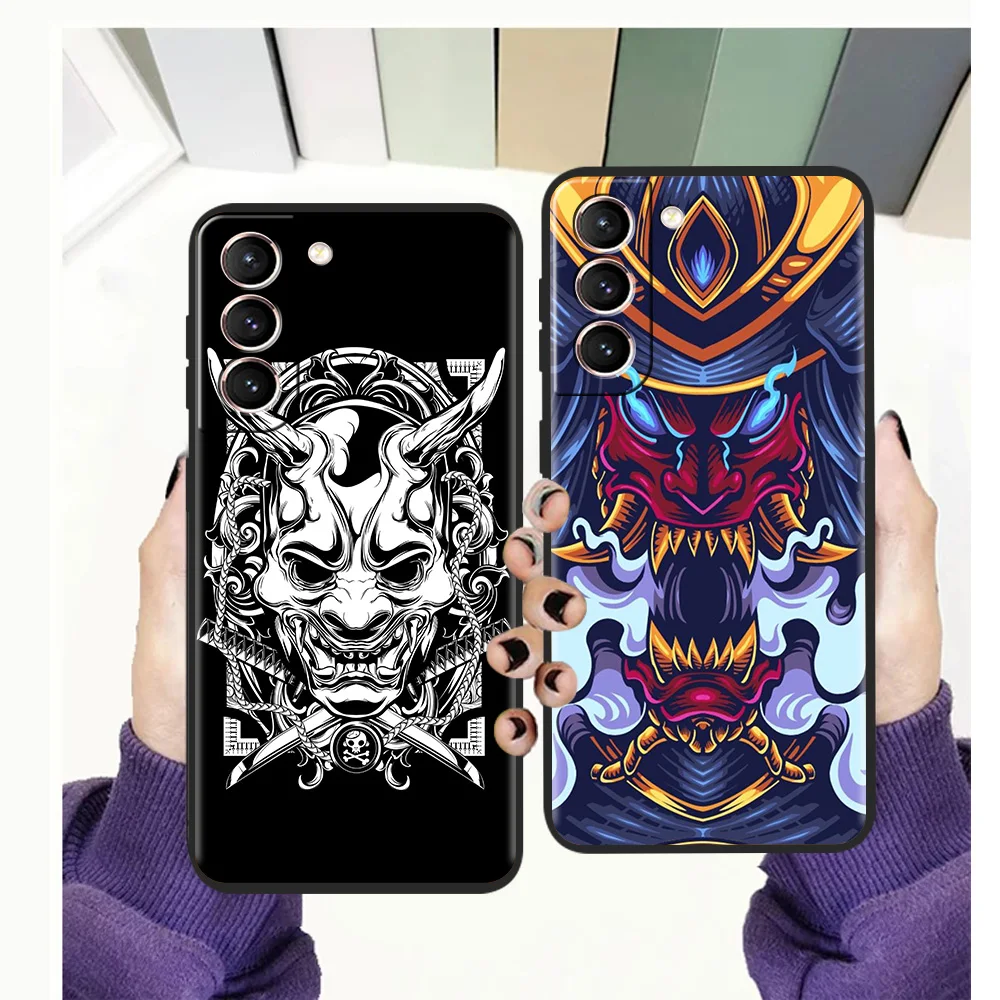 

Japanese Oni Hannya Demon Mask Soft Case For Samsung S20 S21 FE Note S21 20 10 Ulrta S10 S10E S9 M21 M22 M32 M31 5G Plus Shell