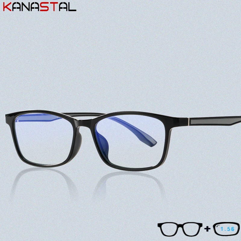 

Очки для студентов с блокировкой сисветильник, простые TR90 квадратные очки в оправе, линзы из смолы CR39 по рецепту для близорукости и пресбиоп...