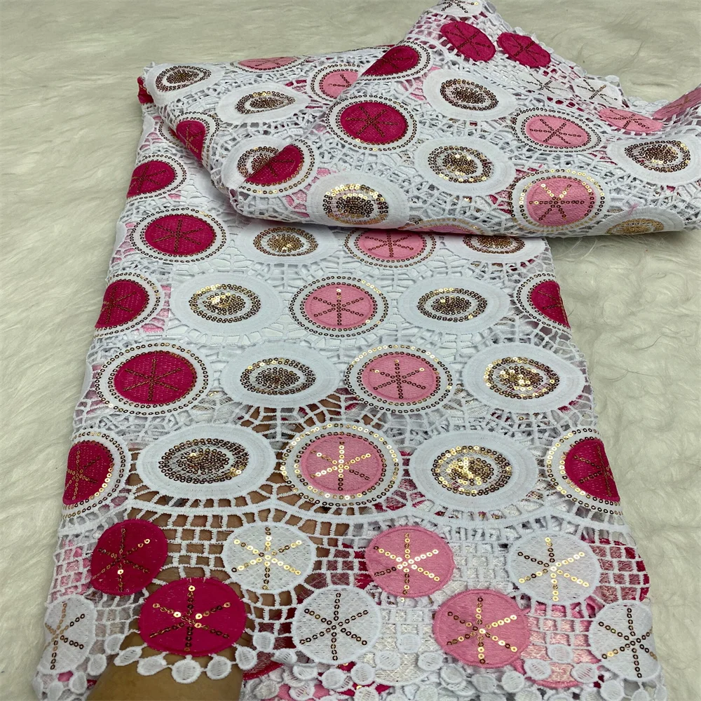 

Качественная Водорастворимая гипюровая кружевная ткань с блестками для свадебной части платья FY61255