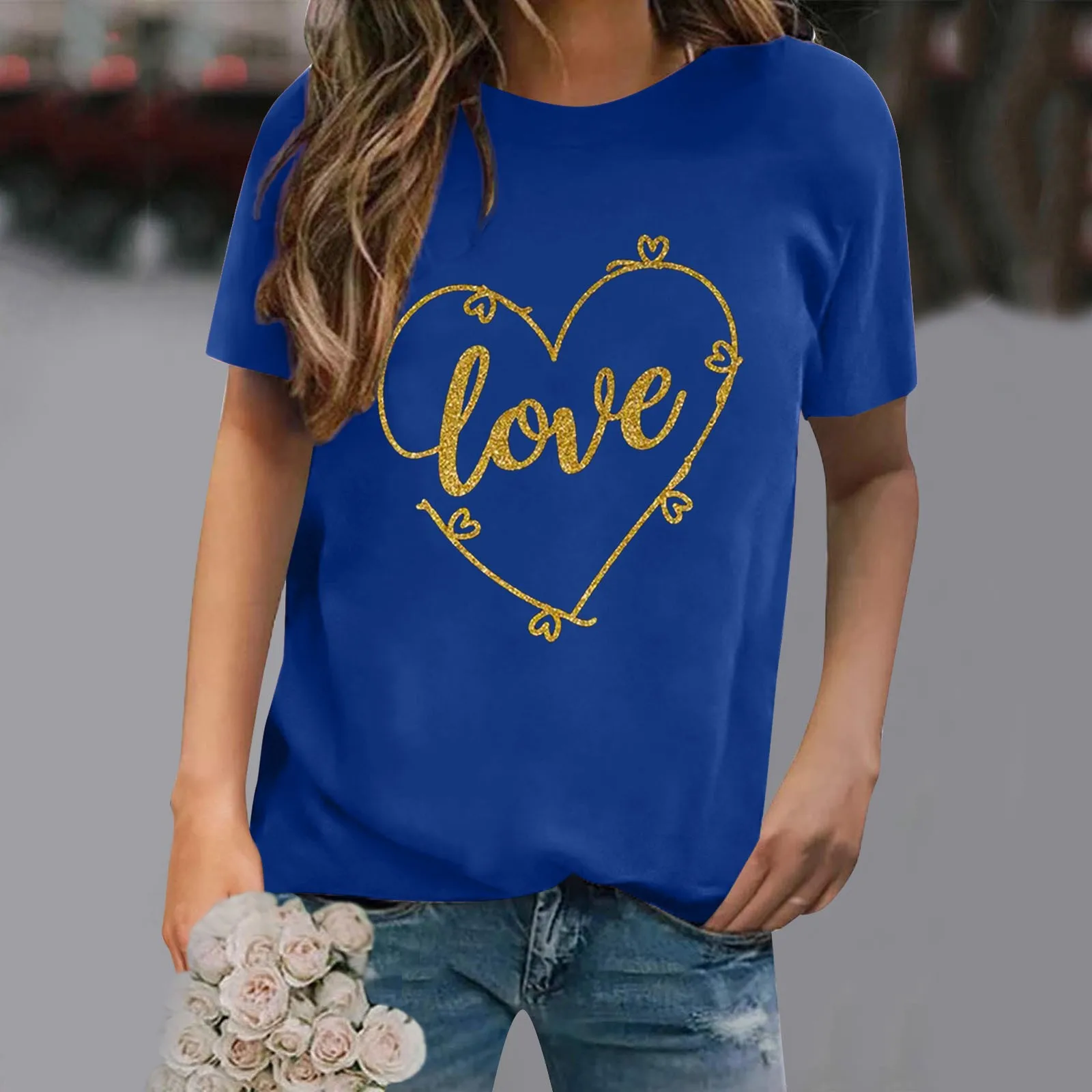 

Shirt Women Long Sleeve Top Short-sleeved Couple Printing Casual Summer Simple Shirt Women Long Sleeve Womens Long Sleeve Tees