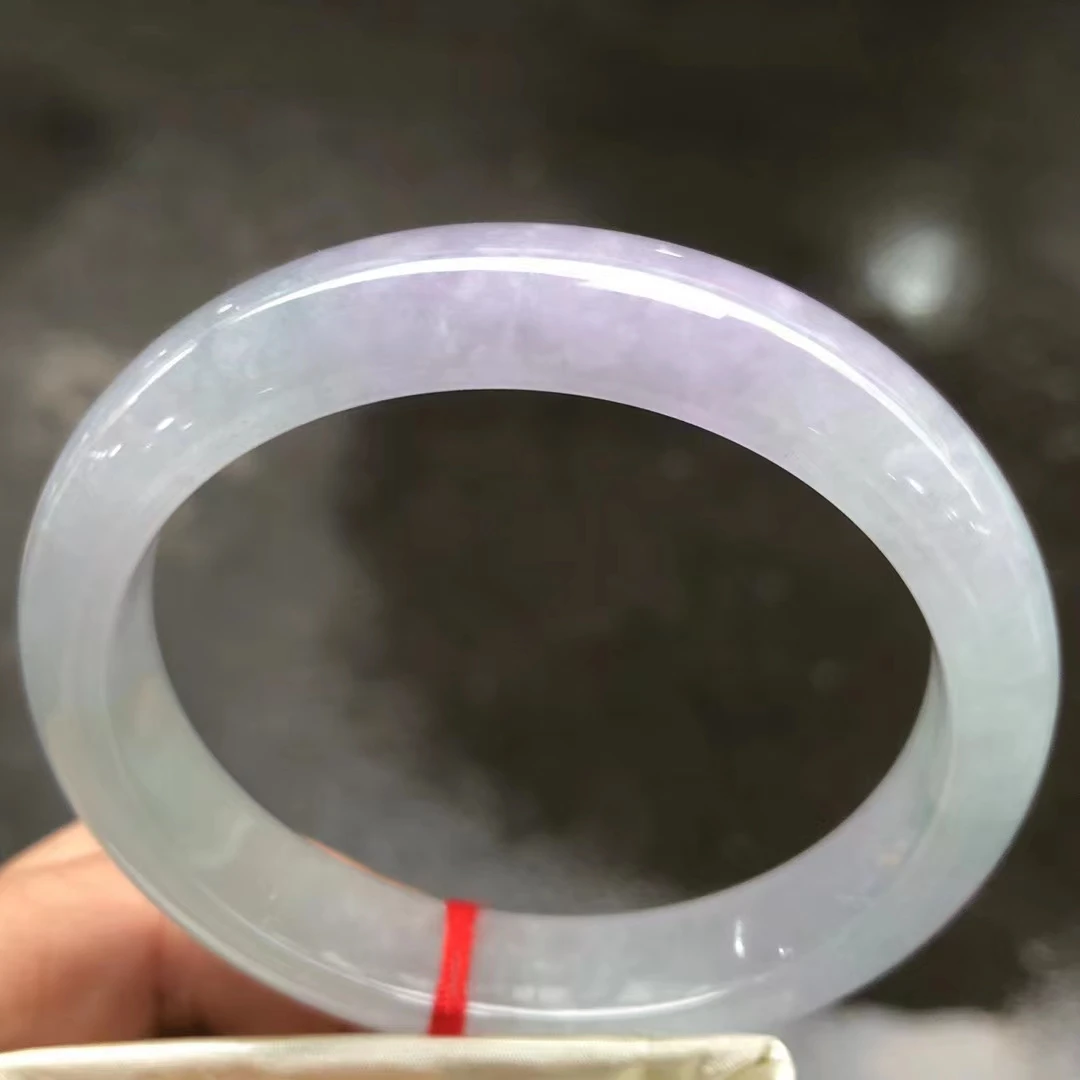 

Natural 100% real Myanmar jadeite bangle flat bar jadeite bangle purple jadeite for woman temperament gift bracelets 56.5mm 372