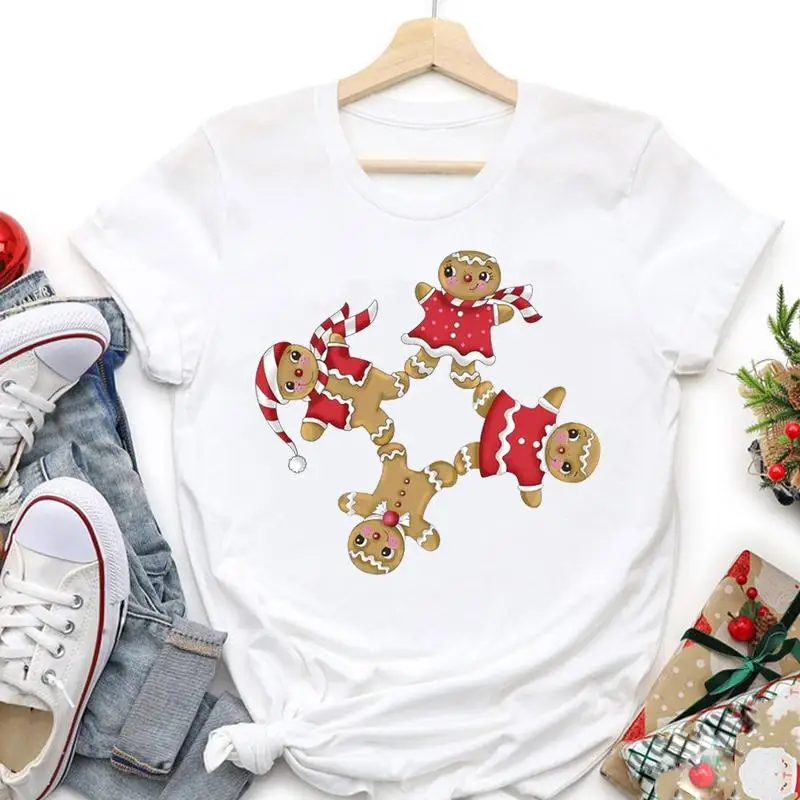 

Funny Printing Cute Merry Christmas Women Holiday Tshirt New Year Trend Graphic T-shirts Happy Fashion Cartoon Top Travel Tees