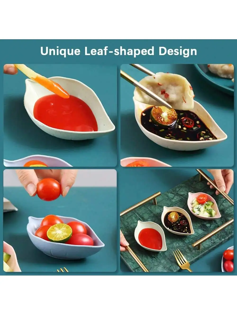 4 Упаковки Посуды Для Соуса В Форме Листьев Экологически Чистые Пластиковые