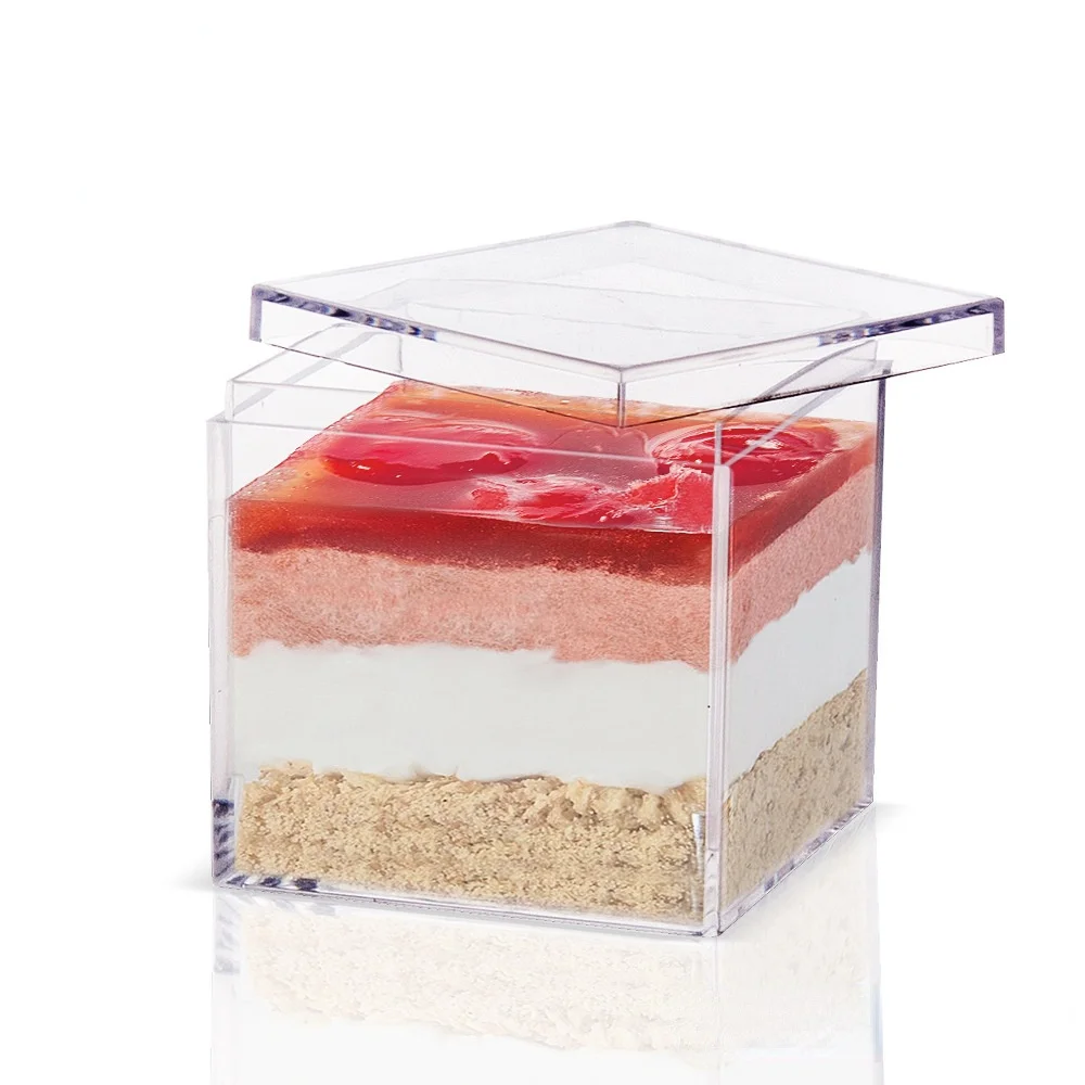 

Пластиковое стекло с крышкой, 25 шт., лучшие кухонные аксессуары для выпечки, Квадратный Контейнер для мороженого, одноразовая быстрая чашка ...