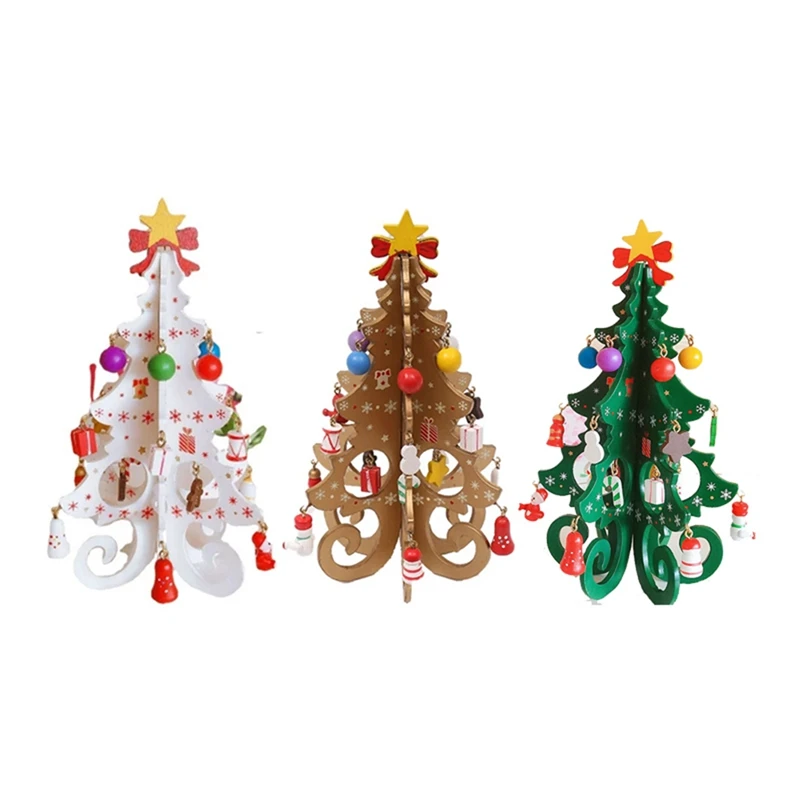 

Desktop Christmas Tree Decoration Ornaments Children Handmade DIY Stereo Wooden Christmas Tree Scene Layout Christmas
