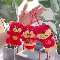 2022new year chinese style red tiger plush pillow dolls customize soft stuffed cute tang suit tigers doll toy tang costume dolls