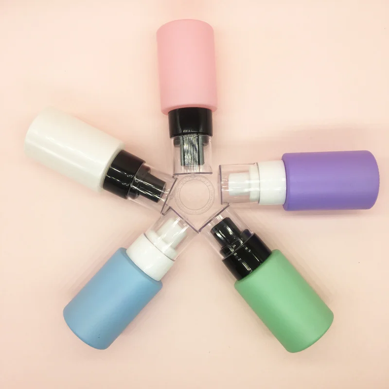 30ML Colored Frosted Glass Pump Vaporisateur Bottles Refillable Emulsion Essence Press Vials Jar Empty Travel Cosmetic Packaging
