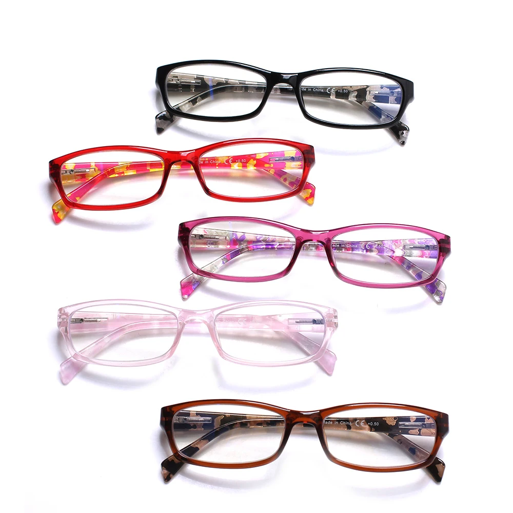 

CLASAGA5 Pack Reading Glasses Spring Hinges Men Women Fashion Frame Decorative Eyeglasses Prescription HD Reader