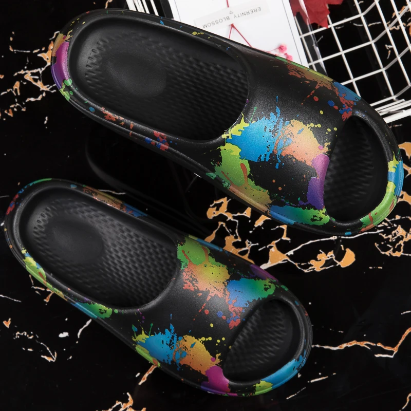 SUNNYS Swing Shoes Lose Weight Slippers for Women Home Slides Leg Slimming Fitness Shoes Graffiti Thick-soled Slippers Non-slip