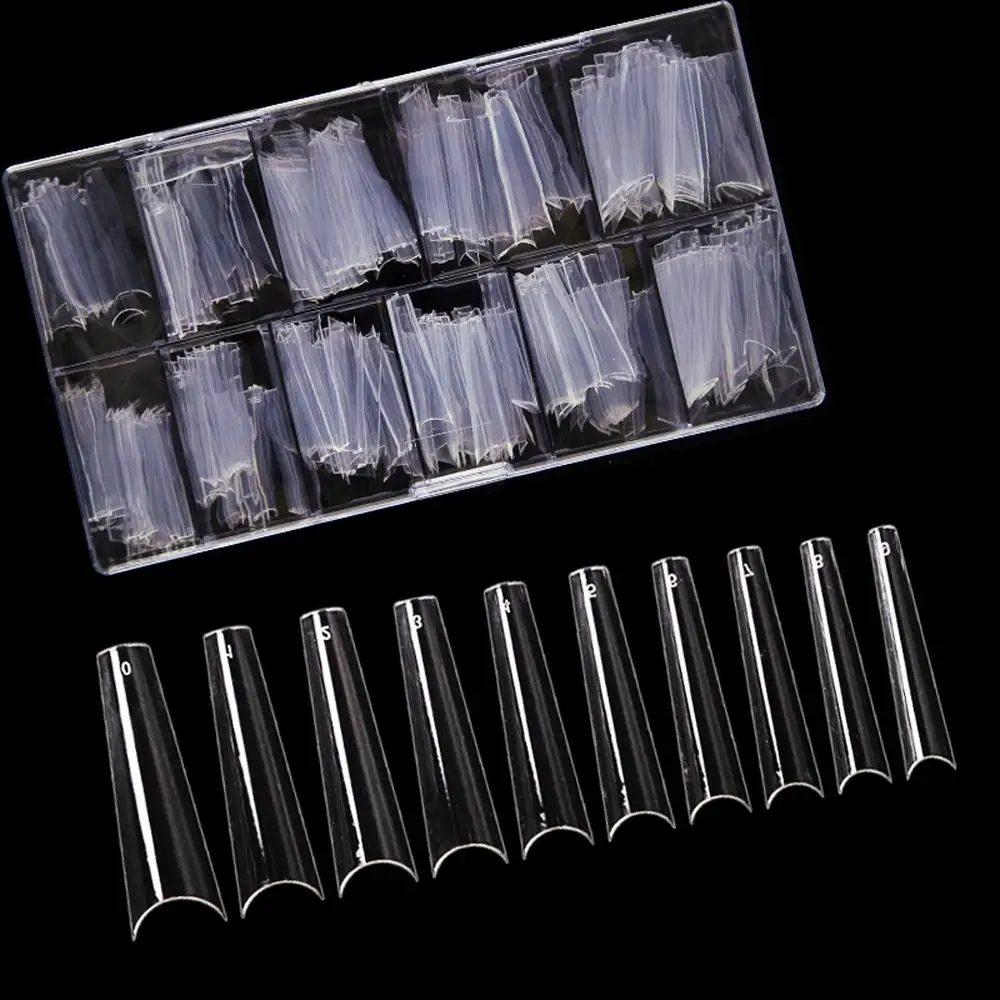 

400Pcs/Box Extra Long Coffin XXL Nail Tips Half Cover Clear Natural Curve Fake Nails Press On Acrylic Salon Supply False Nails&+