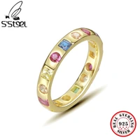 ssteel iridescent zircon ring 925 sterling silver womens gold fine jewelry for girls free shipping accessories bijouterie