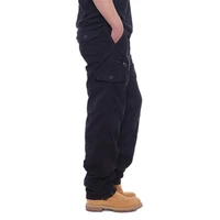 2022 men multi pocket cargo pant zipper pure cotton straight leg pant loose casual solid color construction pants stacked sweat