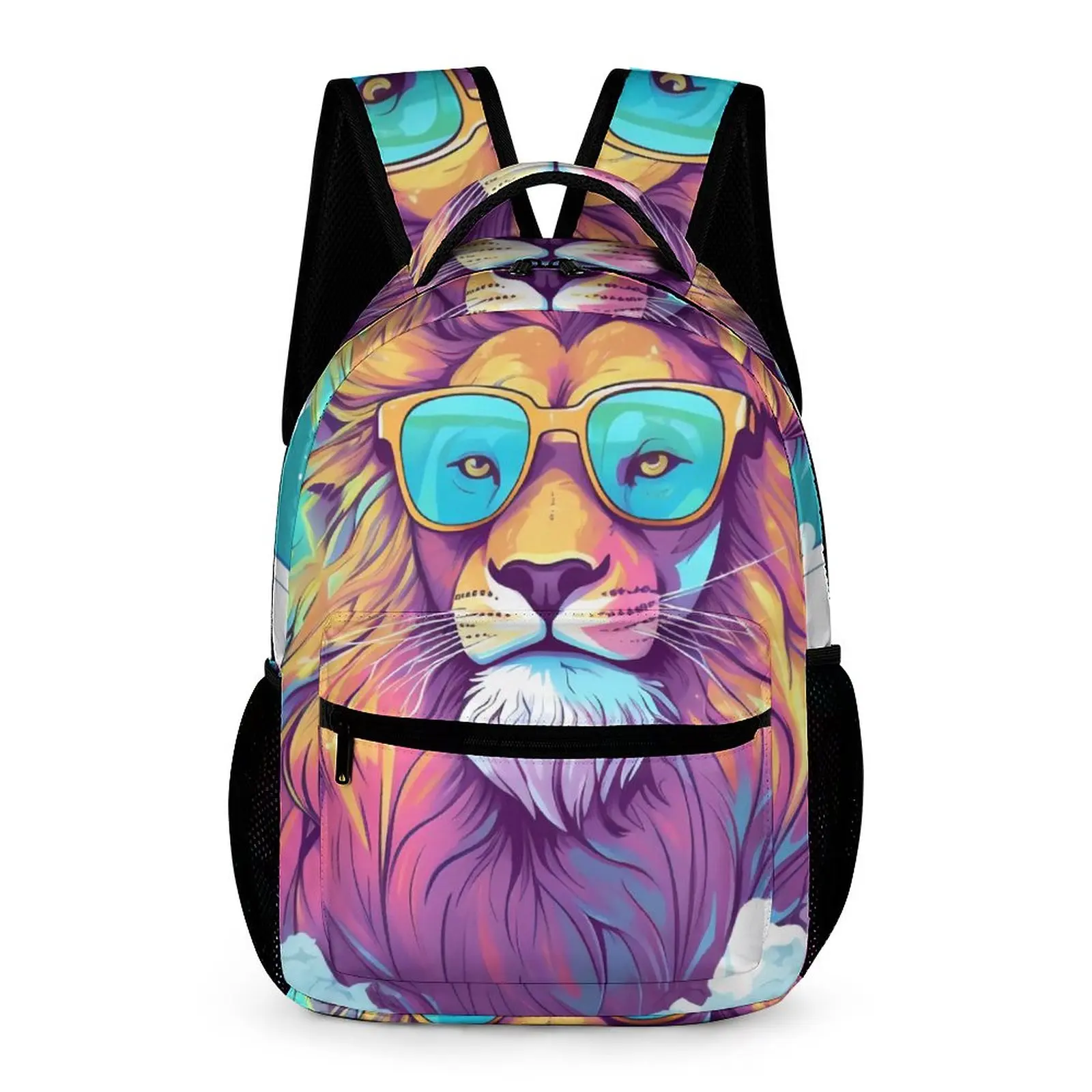 

Lion Backpack Animal With Glasses Crazy Elegant Backpacks Youth University Pattern High School Bags Designer Rucksack