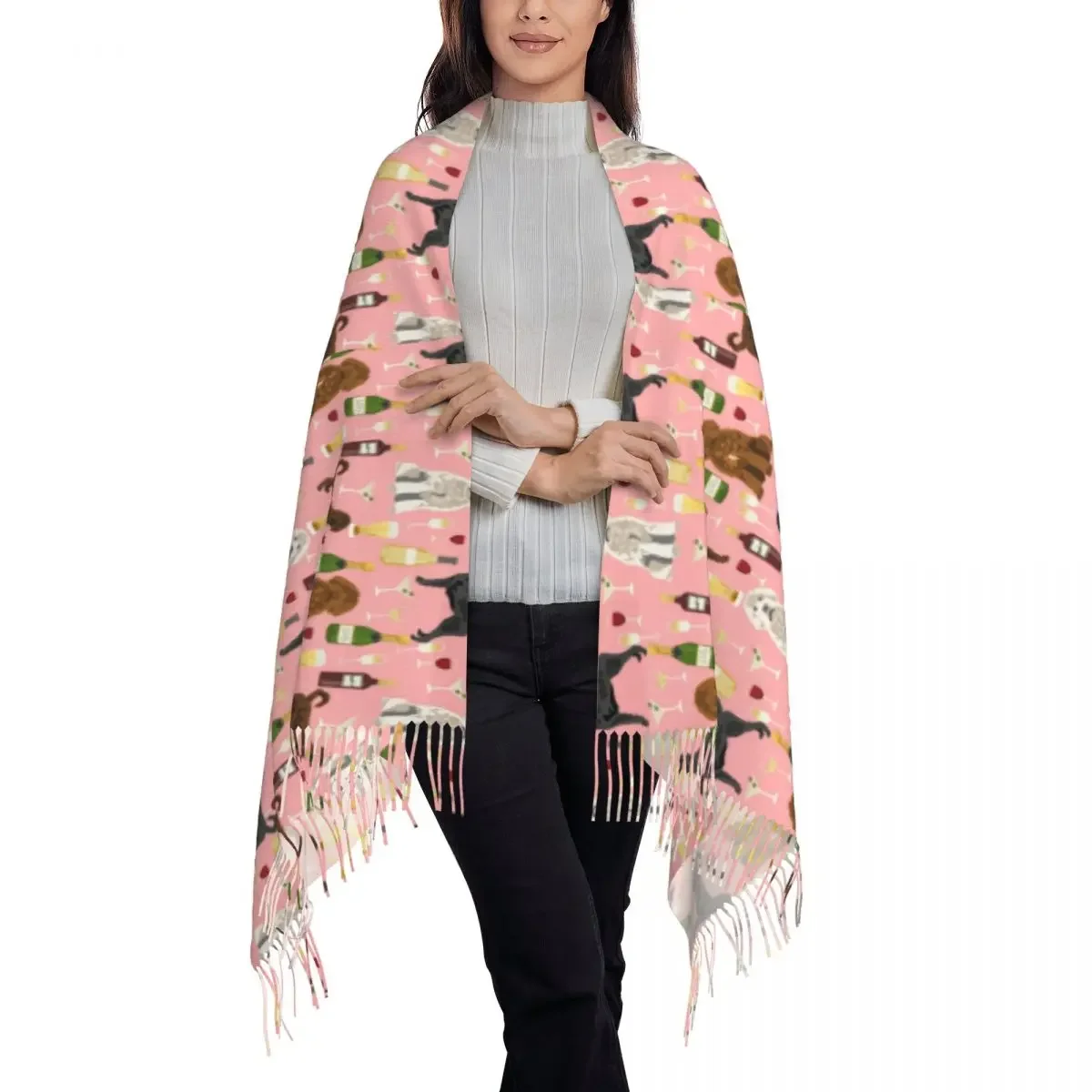 Винный шарф с надписью Love теплые мягкие шали длинной кисточкой для собак y2k