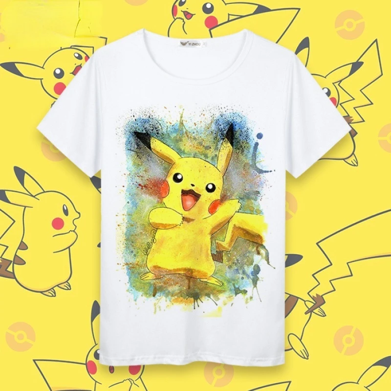 

Pokémon Anime Peripheral T-shirt Short-sleeved Pokemon Custom DIY Men and Women Couples Two-dimensional Clothes