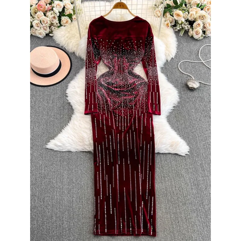 Облегающие платья женские весенне-осенние модные сексуальные с длинным рукавом