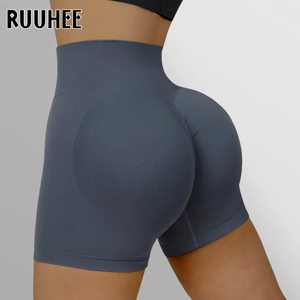 Женские Бесшовные Леггинсы RUUHEE байкерские шорты с высокой талией для йоги