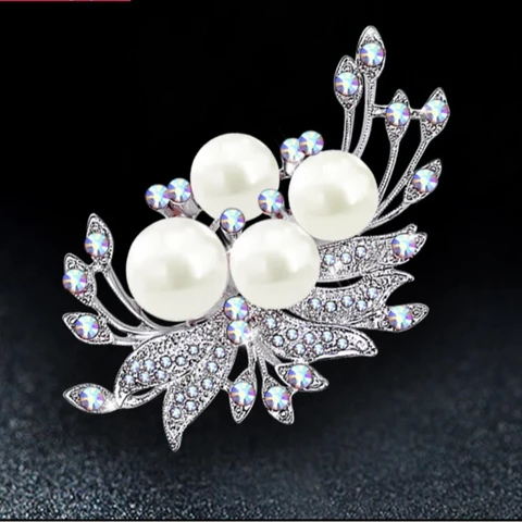 Изысканные броши с искусственным жемчугом и стразами в виде цветов для женщин, булавки для лацканов, ювелирные изделия для свадебной вечеринки, подарки
