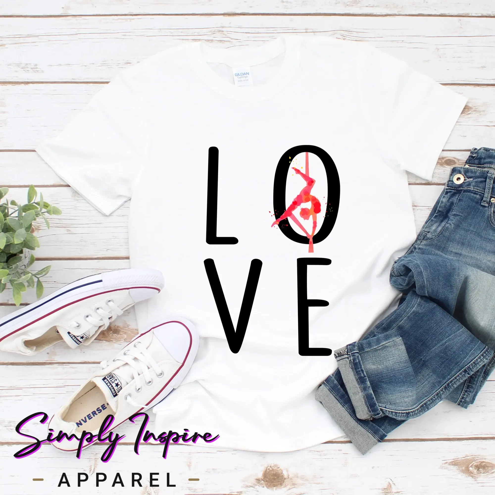 Футболка Aerialist Love гимнастика милая S для танцев на пилоне фитнеса пот