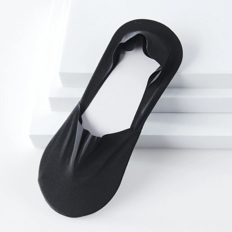 Summer No Trace Ice Silk Invisible Socks for Men Casual Solid Silicone Non-slip Breathable Comfortable Cotton Bottom Sock 1 pair