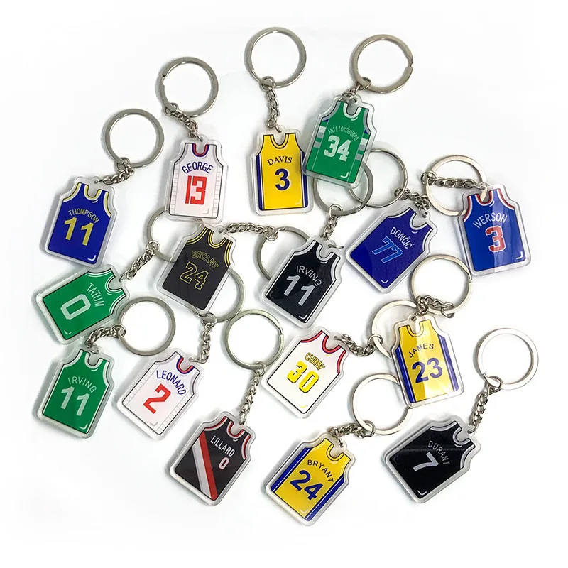 

Key Chain for Basketball Fans Creative Acrylic Basketball Stars Jerseys Keychains Car Key Rings Bag Pendent Accessories Gift