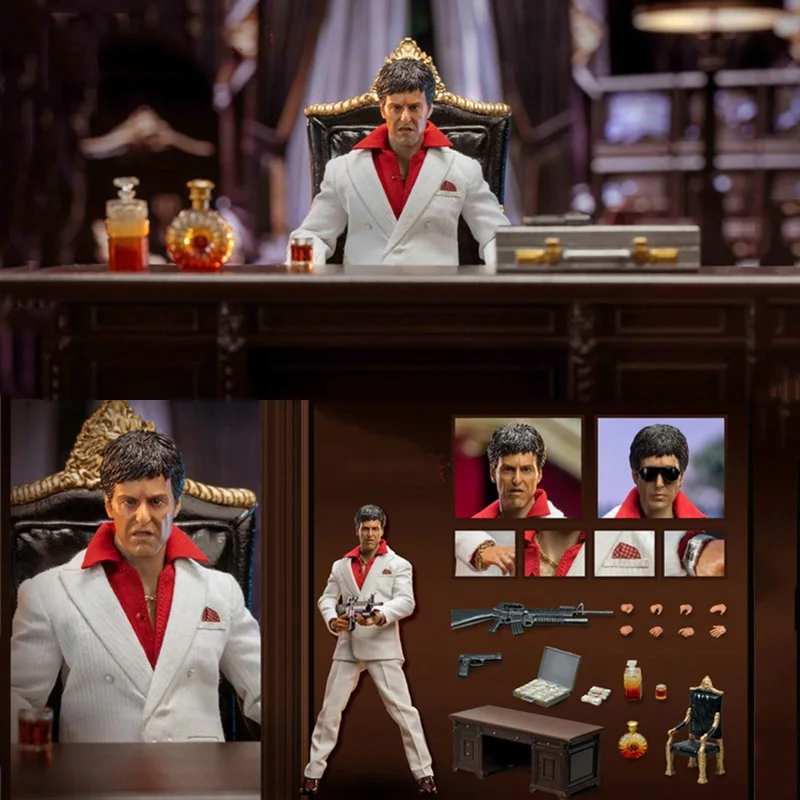 

Collection Shark Toys 002 1/12 Scarface Tony Montana Al Pacino Hot Blooded Fighting Youth 6Inch Action Figure Full Set Model