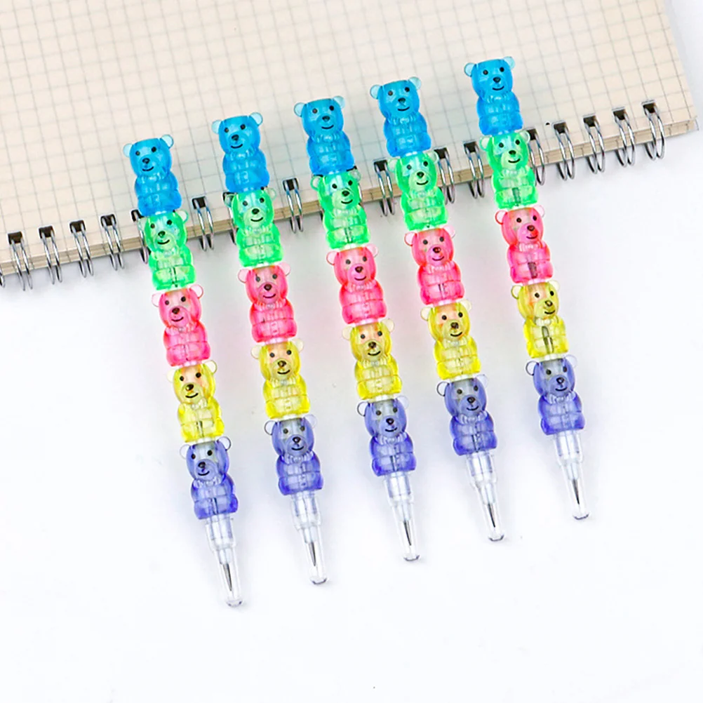 

Holiday Party Giveaways Trim Pen Goodie Bags Stuffers Kids Bear Shaped Stacking Pencils