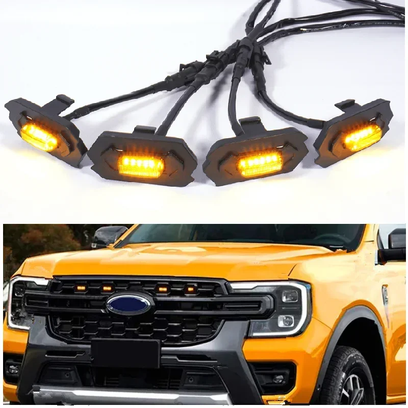 

XTSIDI светодиодные дневные огни для Ranger Wildtrack T9 2023 2024 2025 гоночные грили светодиодные фонари Янтарные/белые светодиодные передние противотуманные фары Автозапчасти