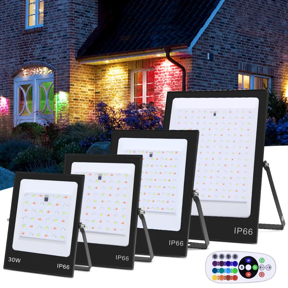 

Ultra Thin RGB LED Floodlight 220V 30W 50W 100W 200W RGB Spotlight IP66 Waterproof Outdoor Led Flood Light with Remote Control