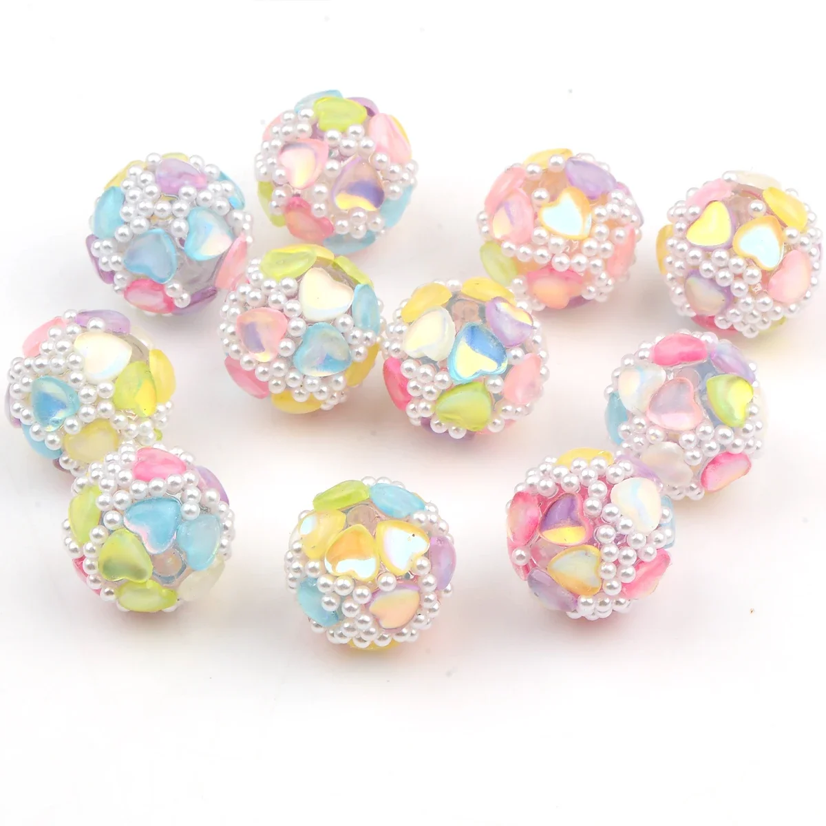 4 шт. креативное сердце с маленькими цветочными шариками из АБС-пластика круглые