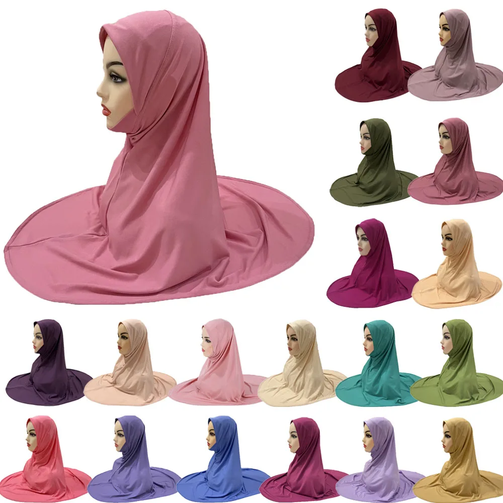 

One Piece Amira Women Muslim Instant Scarf Hijab Full Cover Headscarf Turban Islamic Head Wrap Shawls Pull On Ready Made To Wear