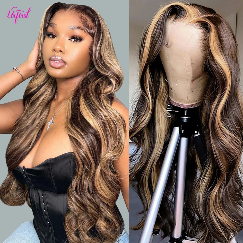 Urfirst 30 Inch Body Wave Lace Front Wigs Highlight Wig Human Hair Wigs For Women 4X4 Lace Closure Wig Brazilian Hair Wigs