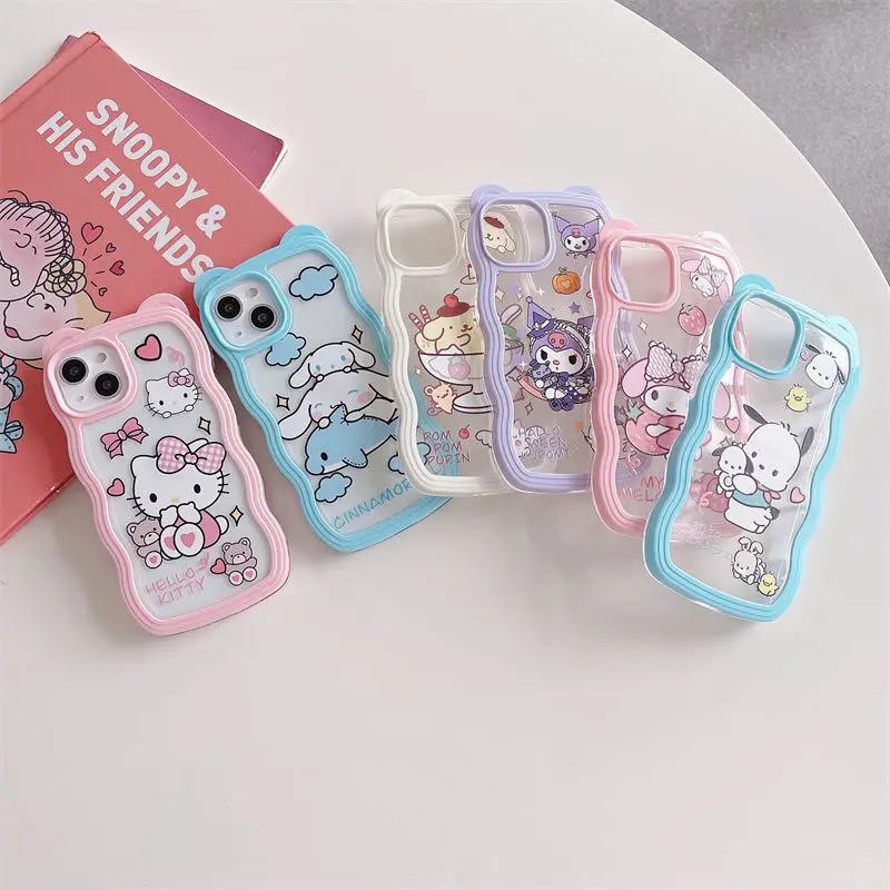 

Sanrio 3D Ear Hello kitty kuromi my melody cinnamoroll pochacco Phone Case For Iphone 11 12 13 Pro Max X Xs Xr Transparent Cover