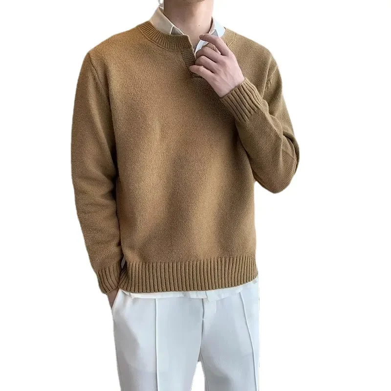 Осень/зима 2022 новый мужской свитер однотонный пуловер с круглым вырезом мягкий